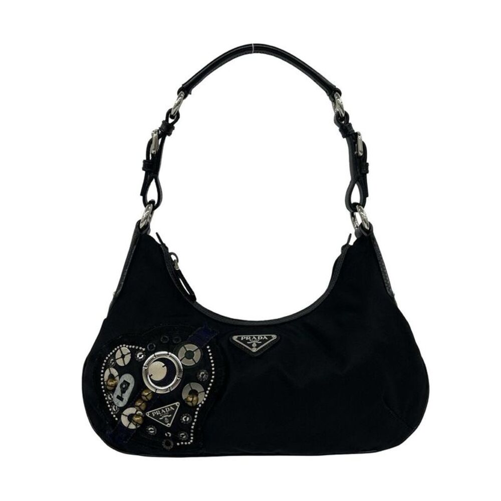 Prada Tessuto Nylon Leather Shoulder Bag